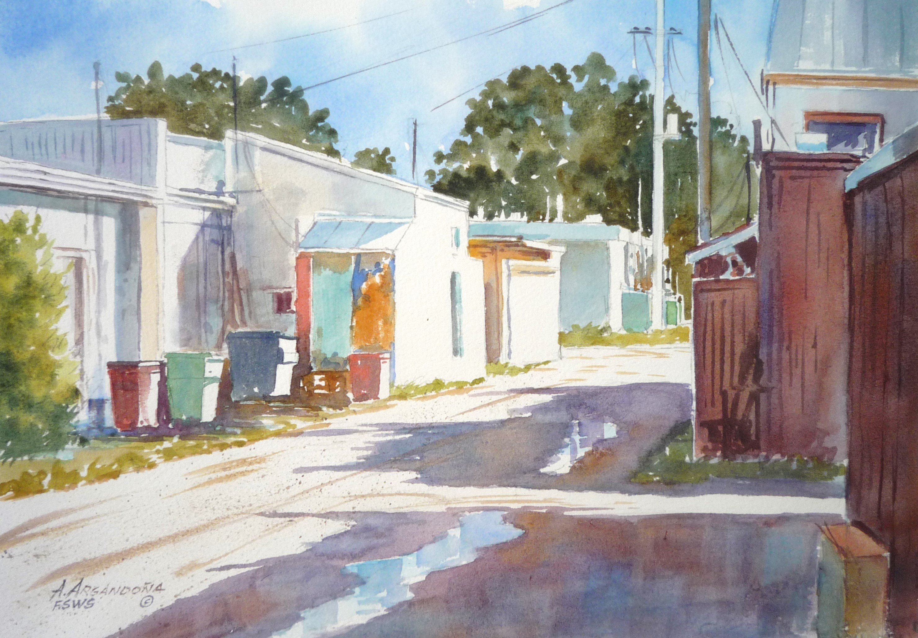Gulf Gate Alley Original Watercolors by Augusto Argandona