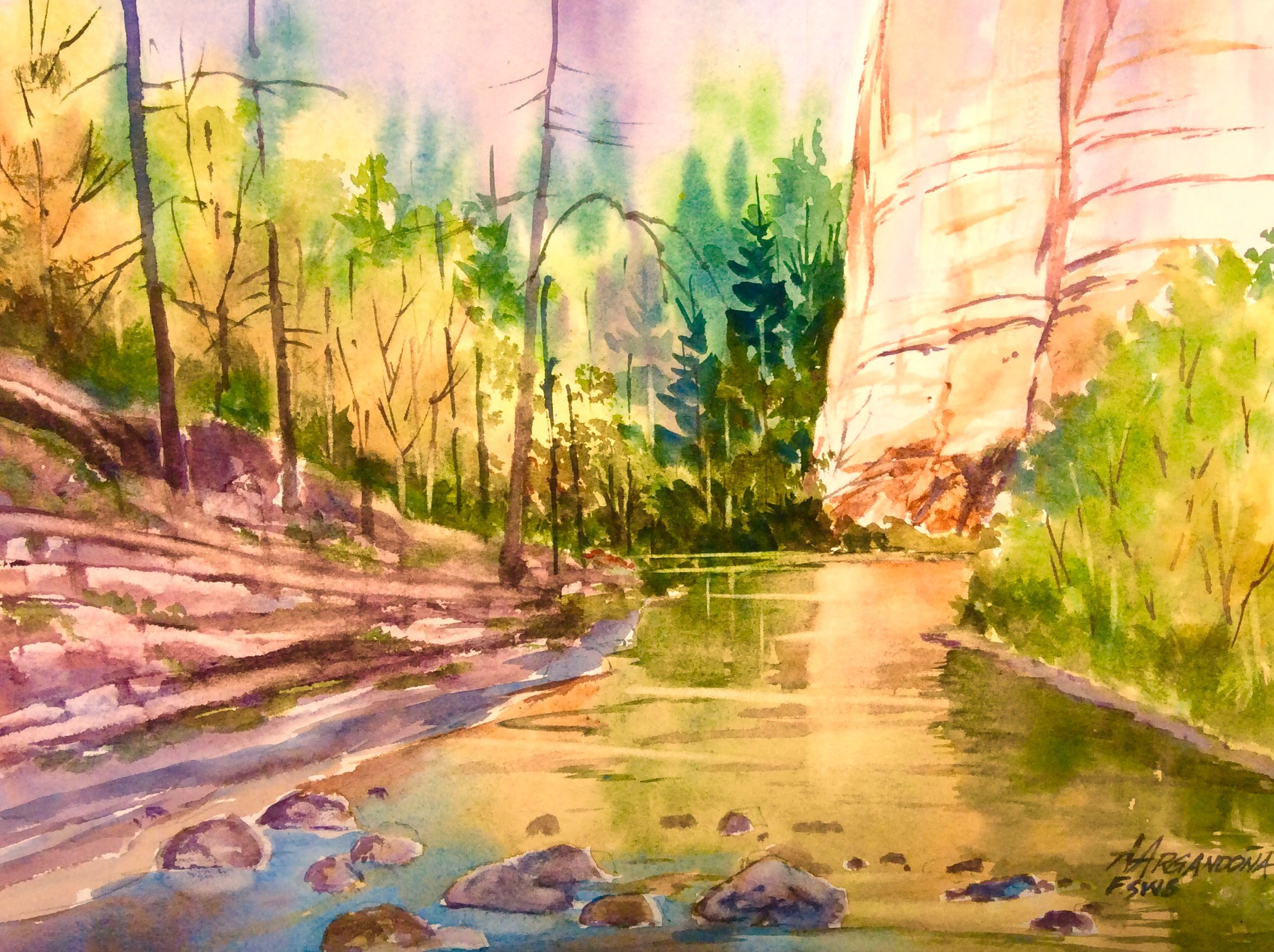 Oak Creek Canyon Original Watercolors by Augusto Argandona
