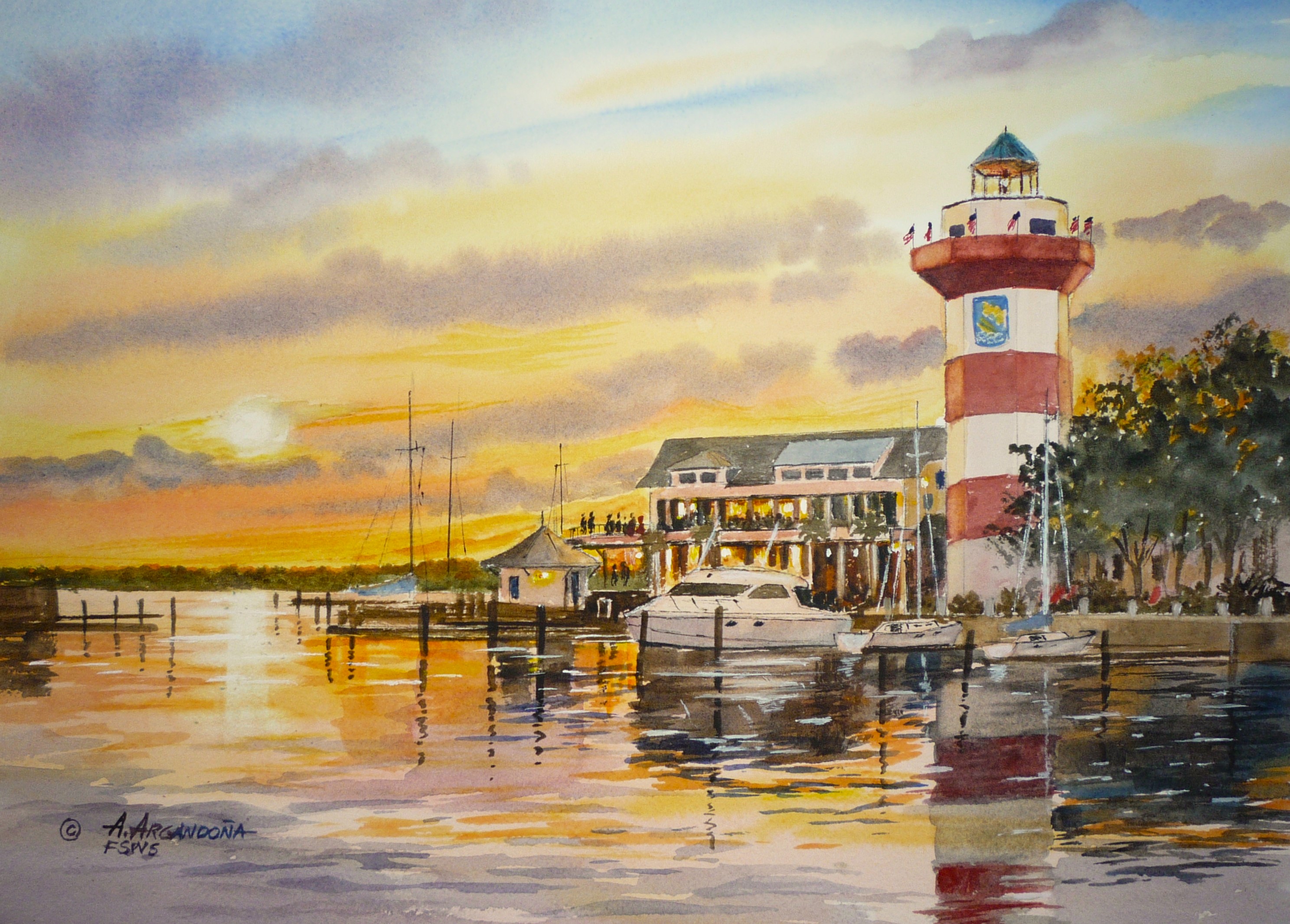 Hilton Head, Cusco and Sacred Valley Area Art Watercolors by Augusto Argandoa